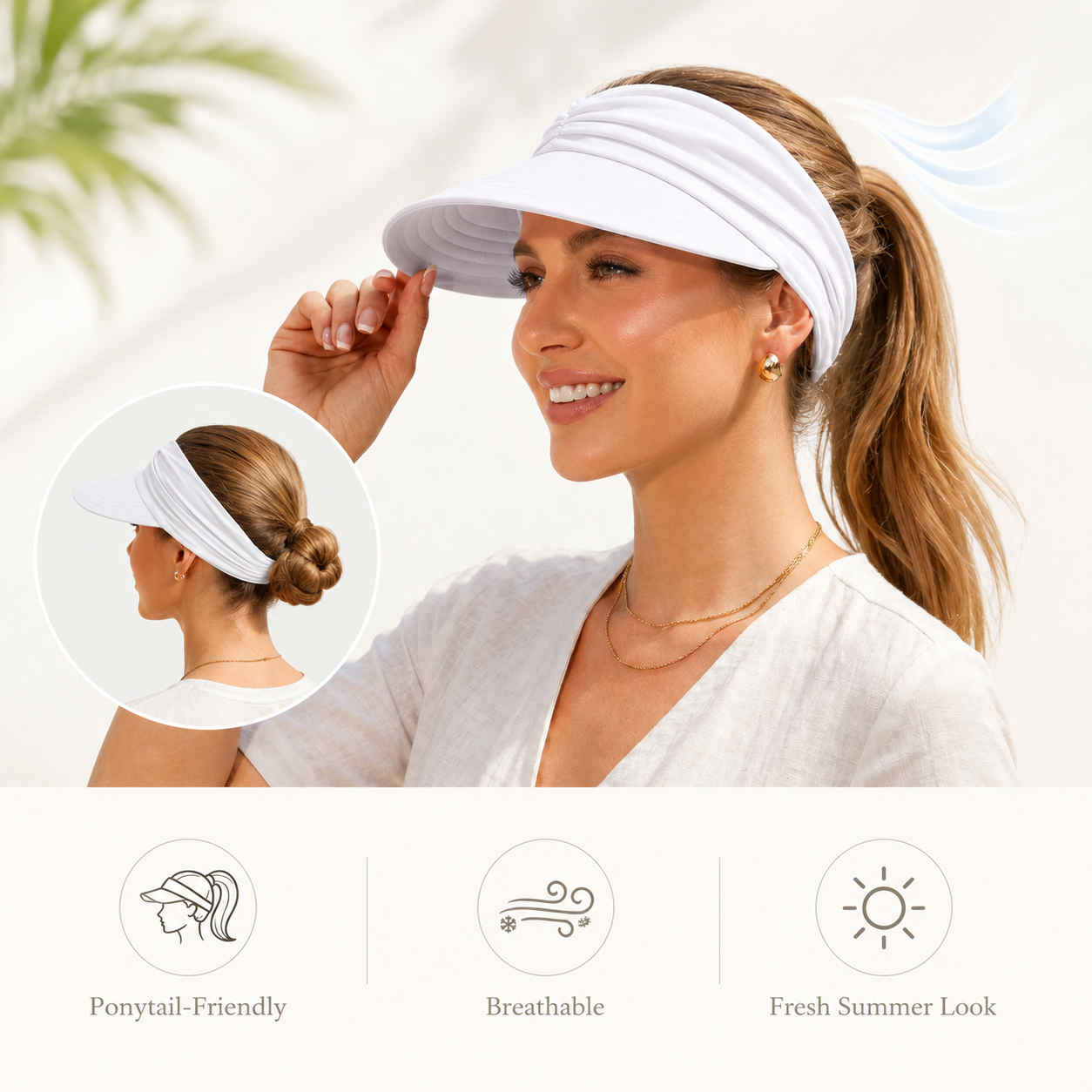 🔥 Summer Sale 50% Off 🔥Women’s UPF 50+ Wide Brim Sun Visor Hat – Breathable & Foldable thumbnail 2