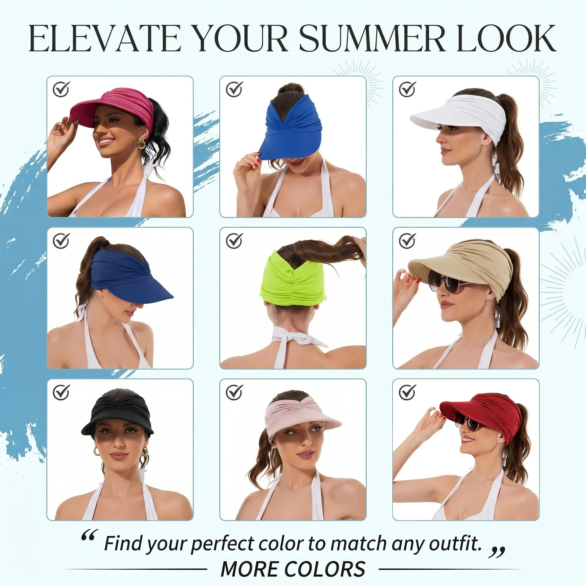 🔥 Summer Sale 50% Off 🔥Women’s UPF 50+ Wide Brim Sun Visor Hat – Breathable & Foldable thumbnail 5
