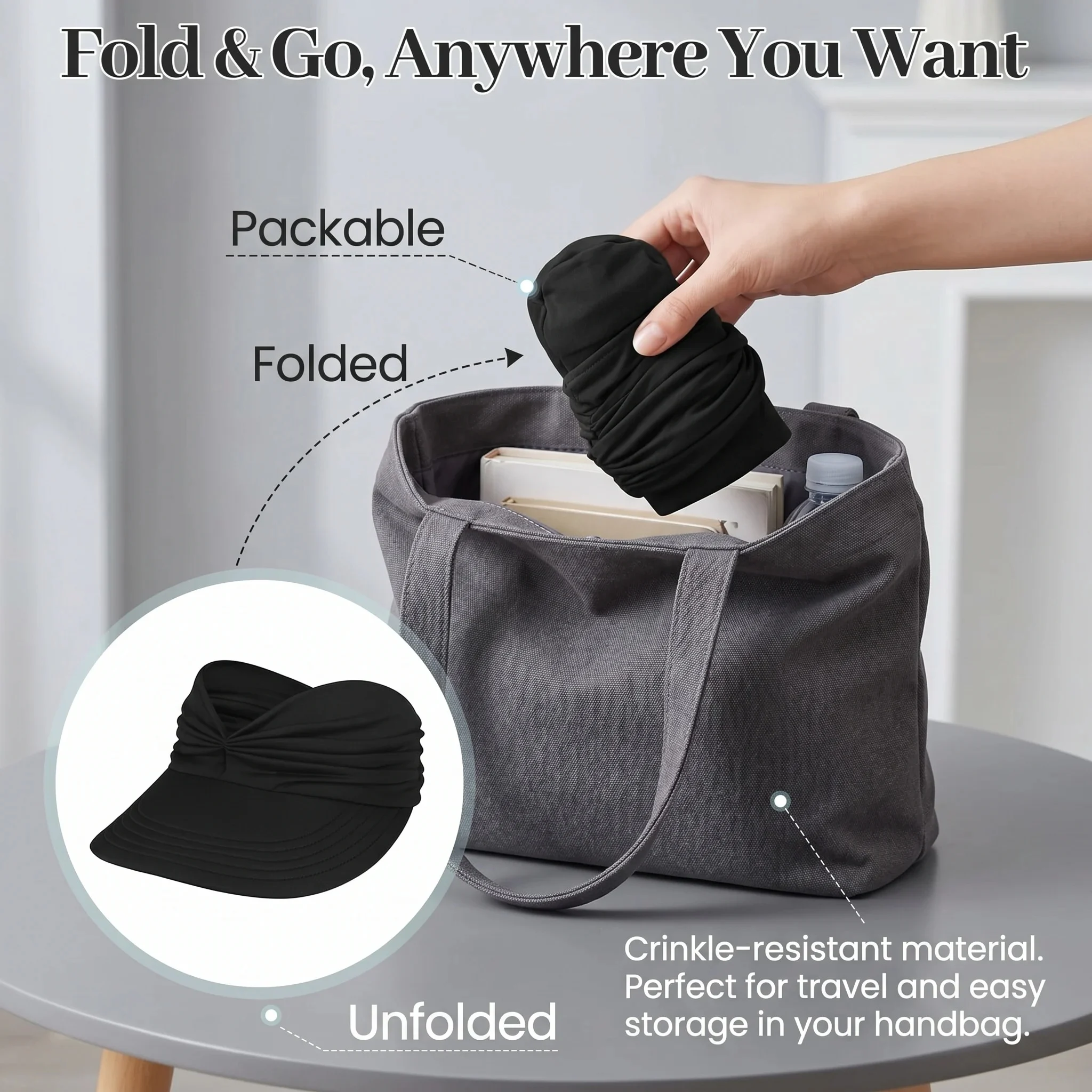 🔥 Summer Sale 50% Off 🔥Women’s UPF 50+ Wide Brim Sun Visor Hat – Breathable & Foldable thumbnail 6