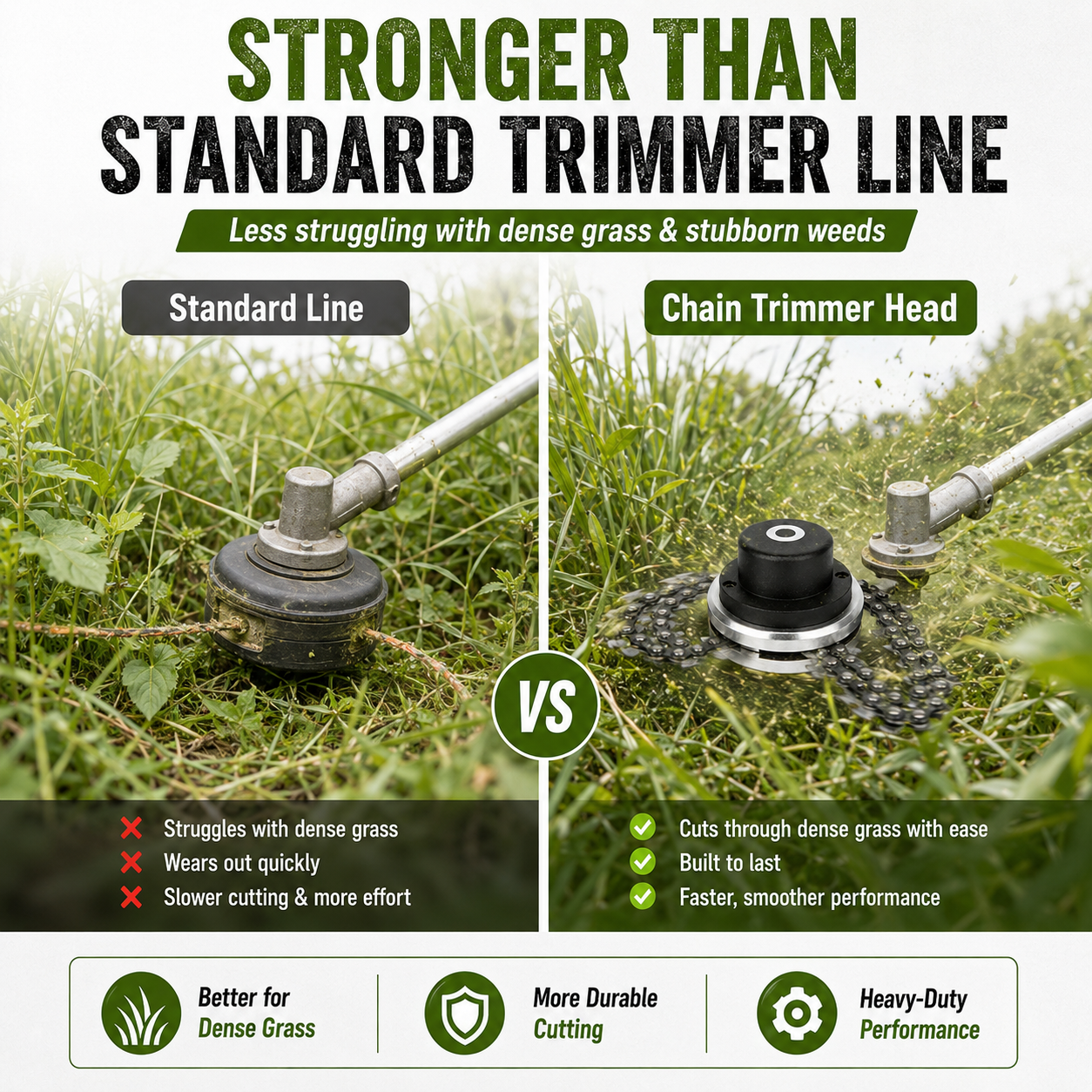 🔥 Hot Sale 59% OFF 🌿 Heavy-Duty Chain Trimmer Head - 🪵 Cuts More Than Regular Grass thumbnail 4