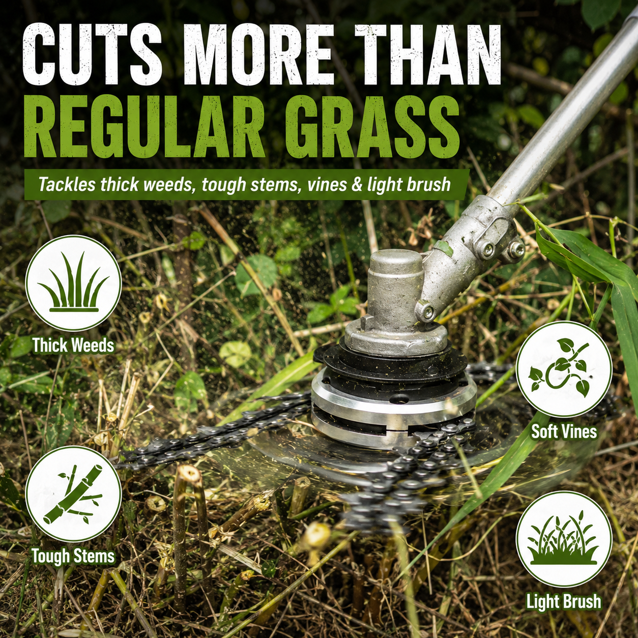 🔥 Hot Sale 59% OFF 🌿 Heavy-Duty Chain Trimmer Head - 🪵 Cuts More Than Regular Grass thumbnail 2