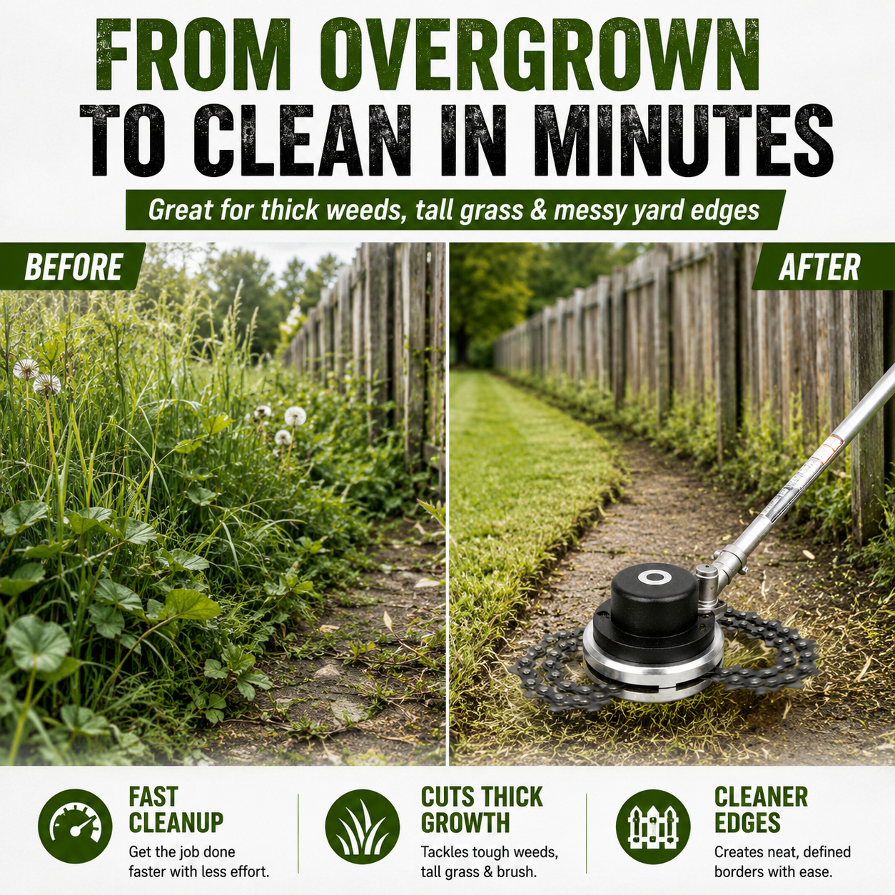 🔥 Hot Sale 59% OFF 🌿 Heavy-Duty Chain Trimmer Head - 🪵 Cuts More Than Regular Grass thumbnail 3