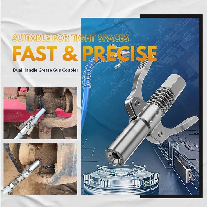 🔩✨ High Pressure Dual Handle Grease Gun Coupler with 360° Swivel for Automotive & Industrial Use 🚗⚙️ - Image 1