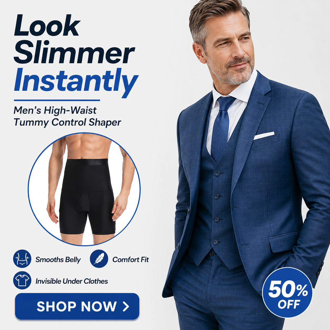 🔥Hot Deal Summer Sale 50%✨Men’s High-Waist Tummy Control Body Shaper Boxer Briefs - Image 1