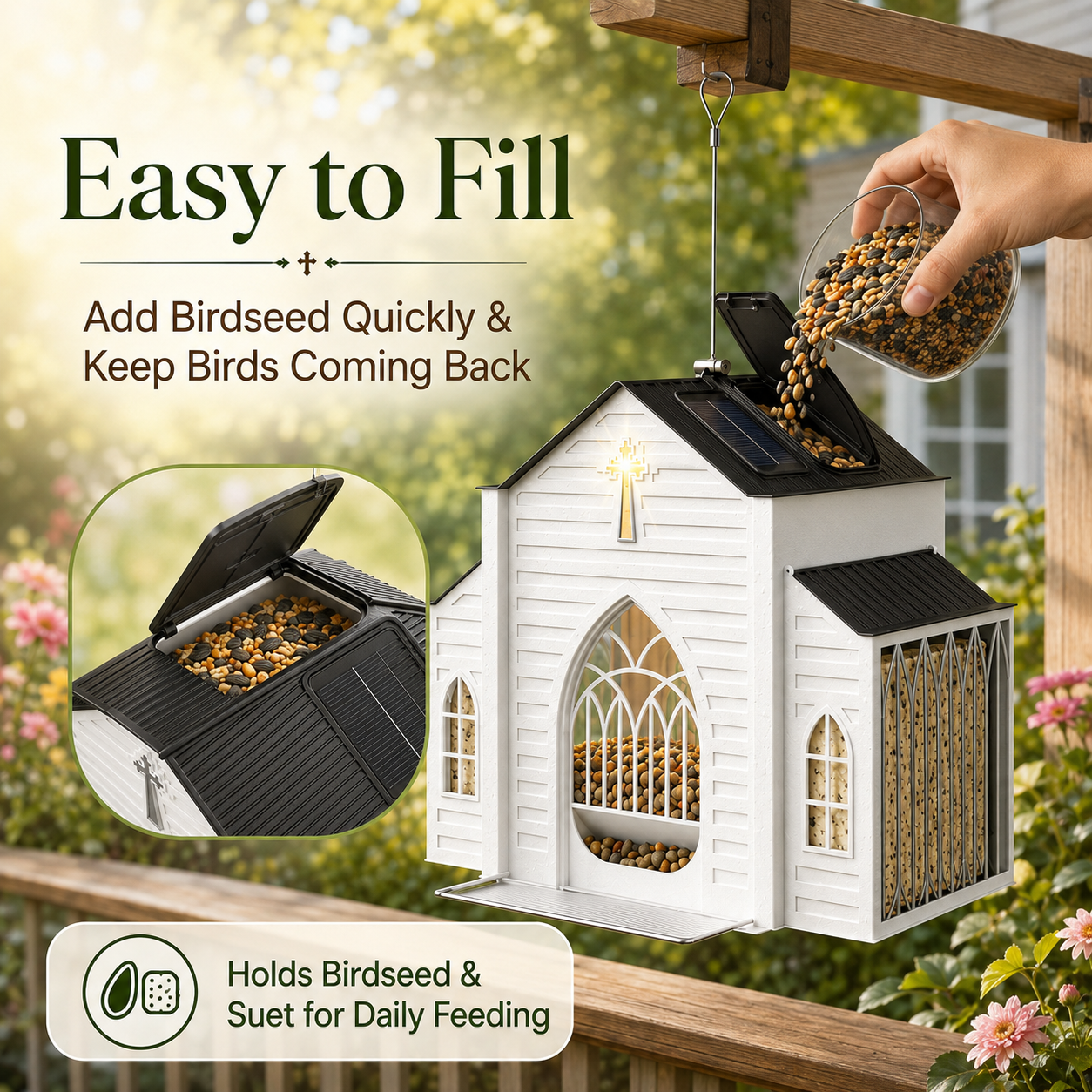 🔥 Hot Sale 59% OFF + Free Shipping🐦 Church Bird Feeder With Solar Light thumbnail 2