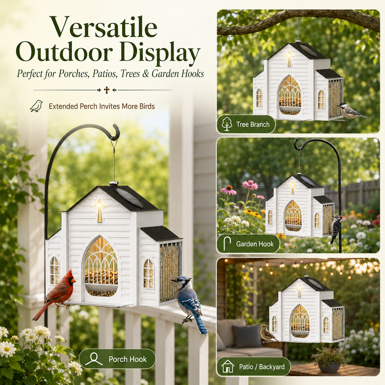 🔥 Hot Sale 59% OFF + Free Shipping🐦 Church Bird Feeder With Solar Light thumbnail 7