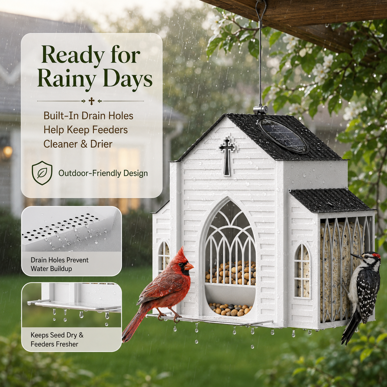 🔥 Hot Sale 59% OFF + Free Shipping🐦 Church Bird Feeder With Solar Light thumbnail 5