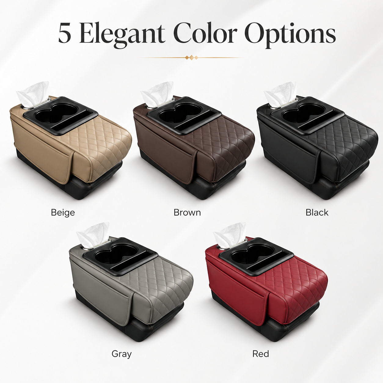 🔥 HOT DEAL — Save Up To 60% 🚗 Car Console Organizer – PU Leather Armrest, Side Storage, Cup Holder thumbnail 10
