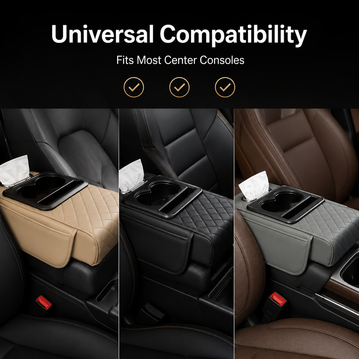🔥 HOT DEAL — Save Up To 60% 🚗 Car Console Organizer – PU Leather Armrest, Side Storage, Cup Holder thumbnail 7