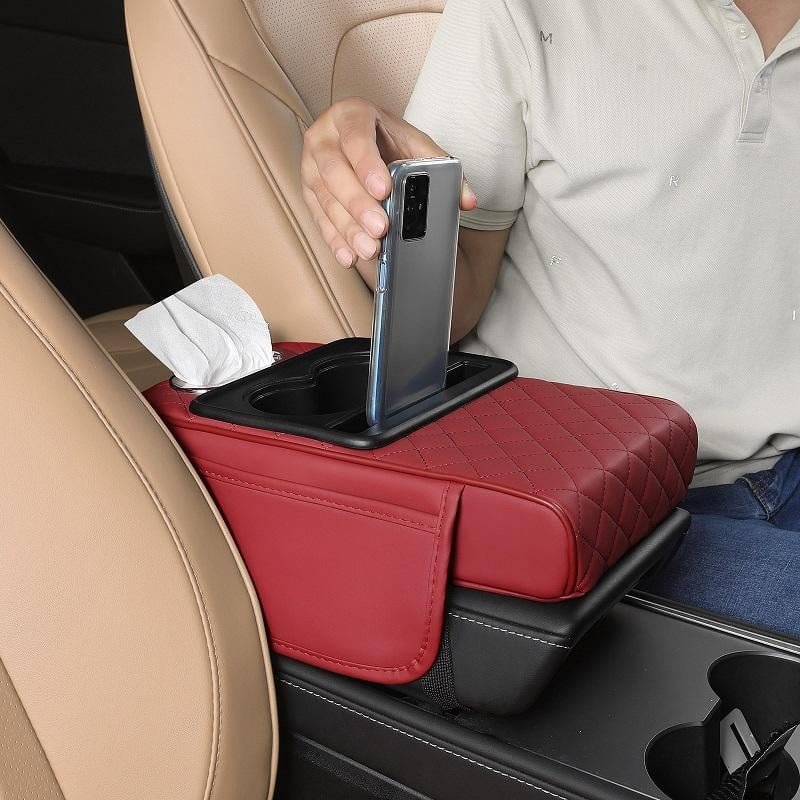 🔥 HOT DEAL — Save Up To 60% 🚗 Car Console Organizer – PU Leather Armrest, Side Storage, Cup Holder thumbnail 5