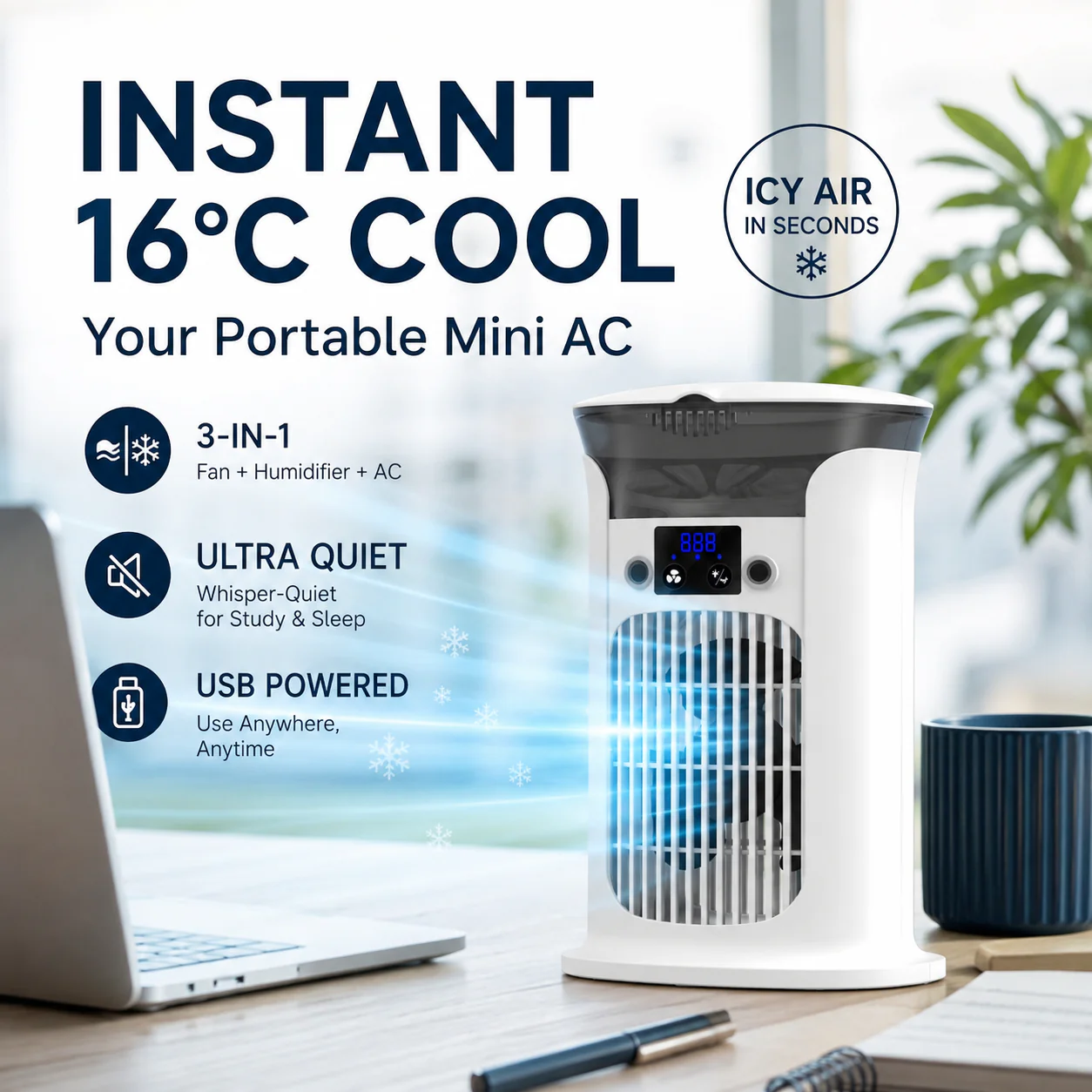 🔥Limited Time Promotion 50% OFF🔥3-in-1 Desktop Air Cooler Fan thumbnail 2