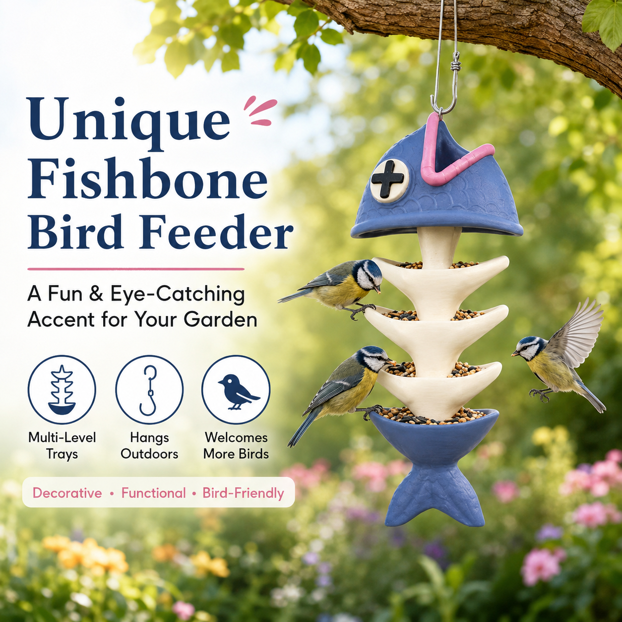 🔥 Hot Sale 59% OFF +Free Shipping 🚚🐦 Unique Fishbone Bird Feeder – Fun Garden Decor for Bird Lovers - Image 1
