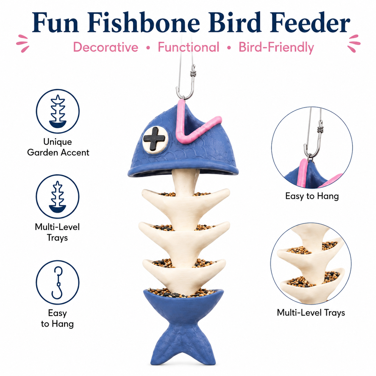 🔥 Hot Sale 59% OFF +Free Shipping 🚚🐦 Unique Fishbone Bird Feeder – Fun Garden Decor for Bird Lovers thumbnail 7