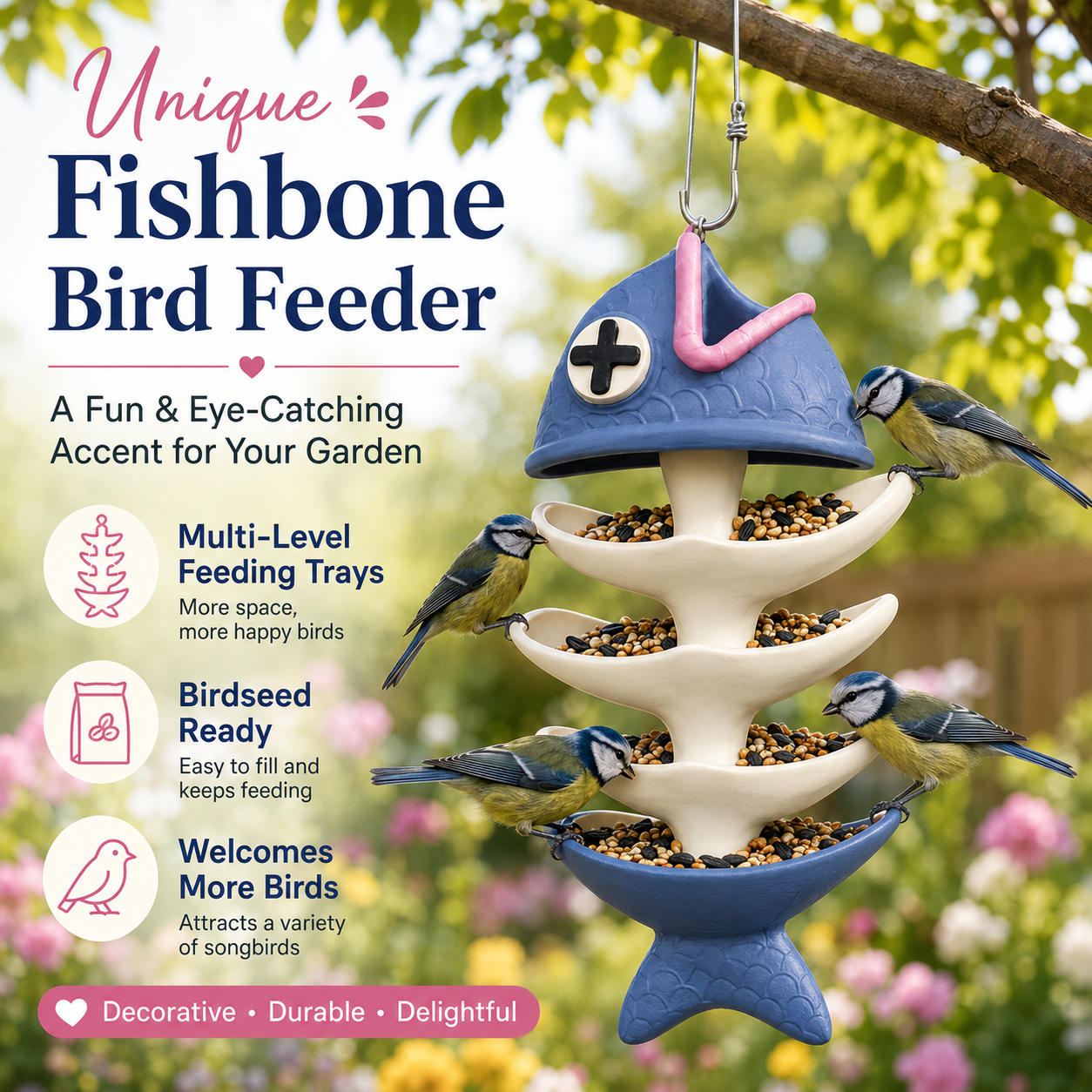 🔥 Hot Sale 59% OFF +Free Shipping 🚚🐦 Unique Fishbone Bird Feeder – Fun Garden Decor for Bird Lovers thumbnail 12