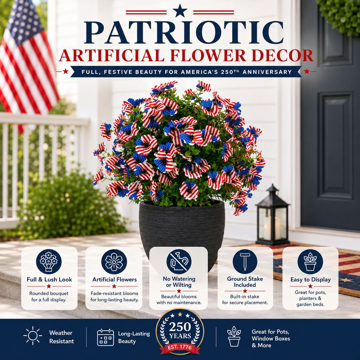 🔥 Hot Sale 69% OFF 🌷250th US Independence Day - Eucalyptus Flower Artificial Fake Violet Flower Ground Stake - Image 1
