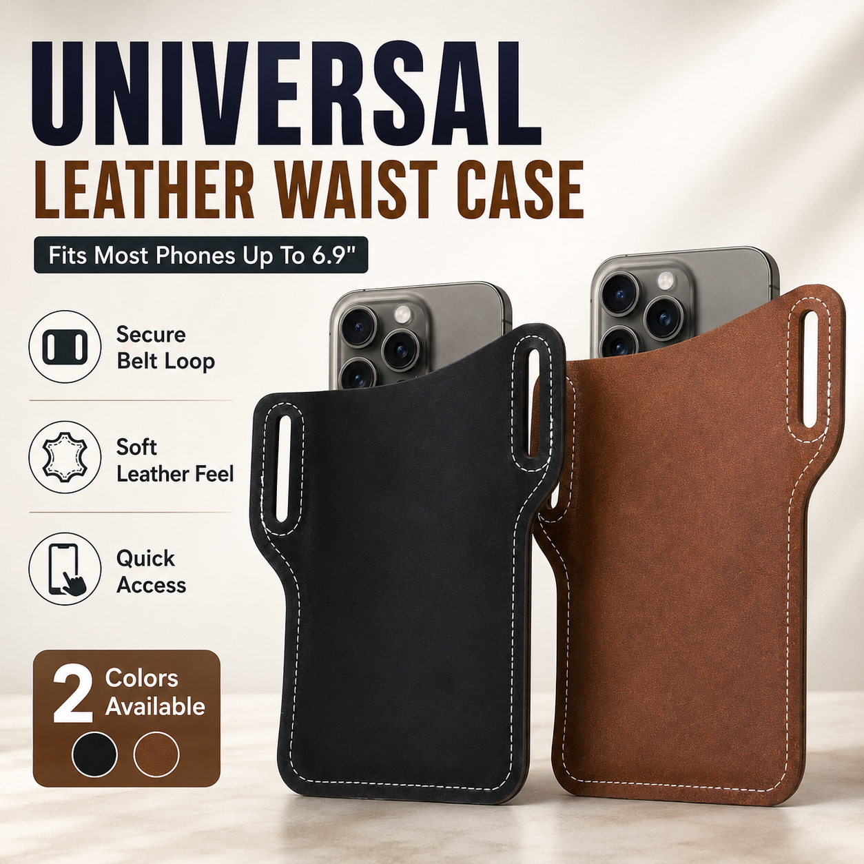 🔥 Limited Drops 🔥Summer Sale Up to 60% Premium Leather Phone Belt Holster - Image 1