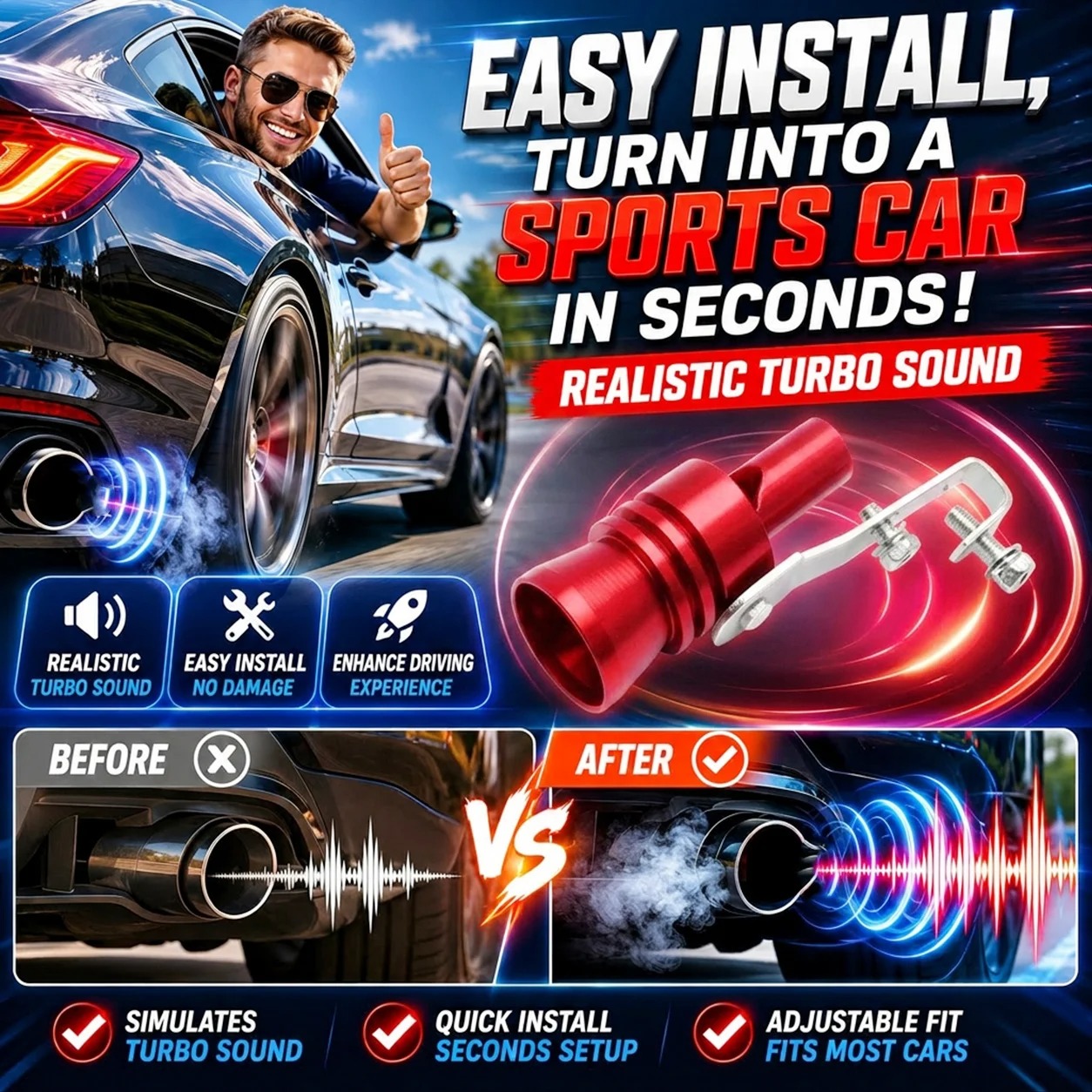 🔥 HOT DEAL Save Up To 50% Turbine Sound Exhaust Whistle For Cars Motorcycles🏎️ - Image 1