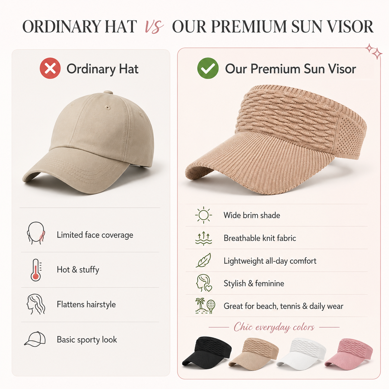 🏆BIG SALE 50%🎉Women's Breathable Knit Sun Visor Hat thumbnail 4