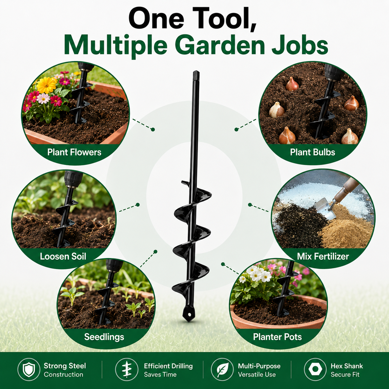 🔥50% OFF + Free Shipping🔥2-in-1 Garden Auger Drill Bit🌿🌱 thumbnail 7
