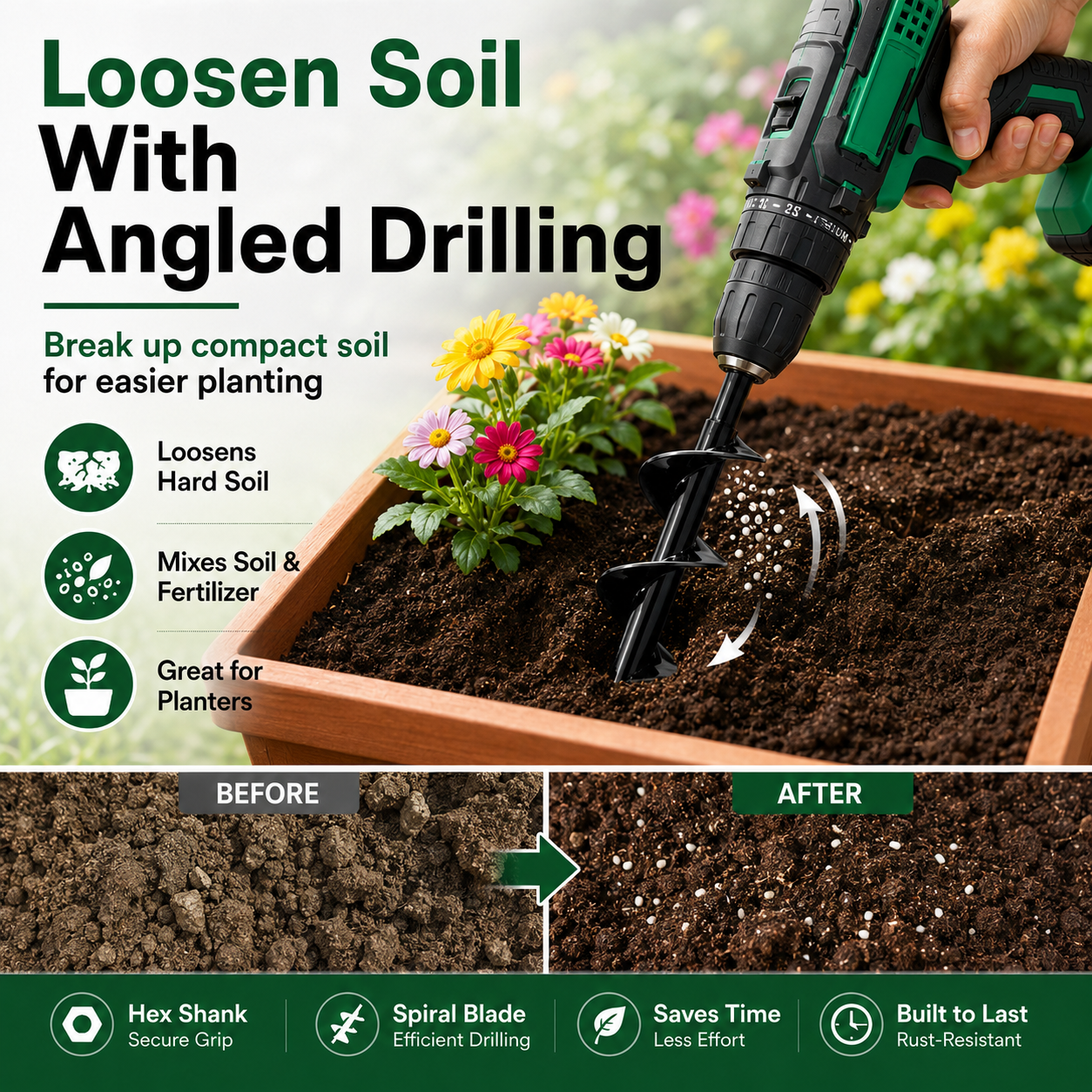 🔥50% OFF + Free Shipping🔥2-in-1 Garden Auger Drill Bit🌿🌱 thumbnail 4
