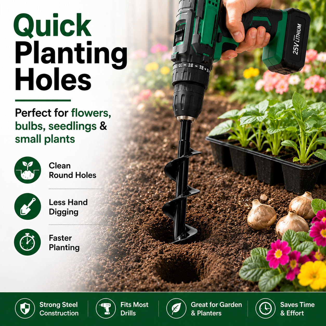 🔥50% OFF + Free Shipping🔥2-in-1 Garden Auger Drill Bit🌿🌱 thumbnail 3
