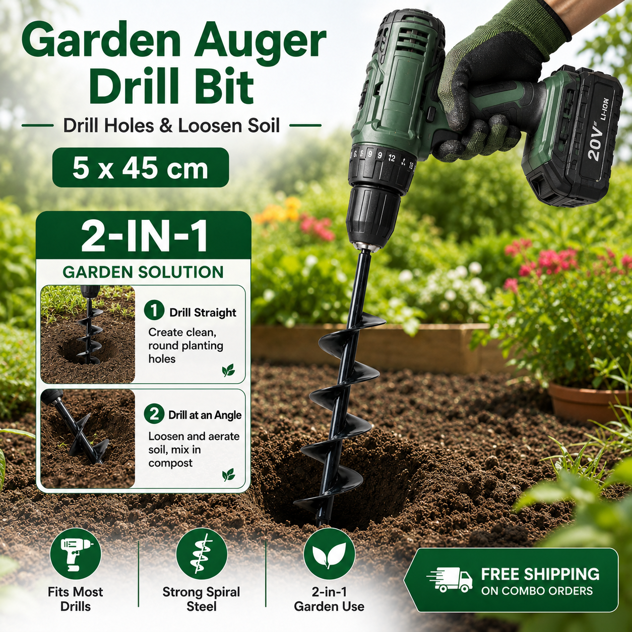 🔥50% OFF + Free Shipping🔥2-in-1 Garden Auger Drill Bit🌿🌱 thumbnail 11