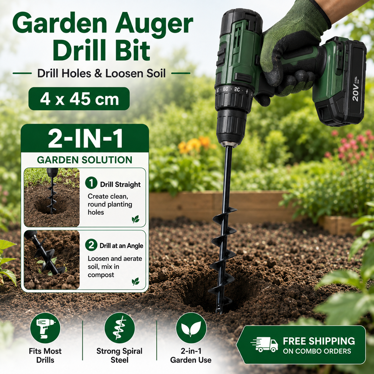 🔥50% OFF + Free Shipping🔥2-in-1 Garden Auger Drill Bit🌿🌱 thumbnail 10