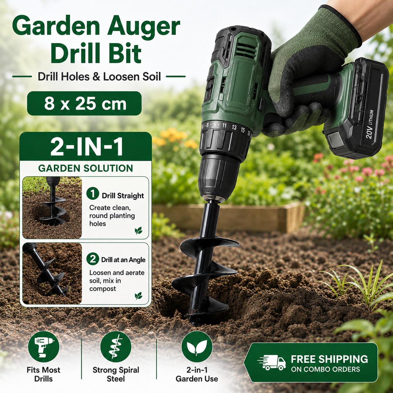 🔥50% OFF + Free Shipping🔥2-in-1 Garden Auger Drill Bit🌿🌱 thumbnail 12