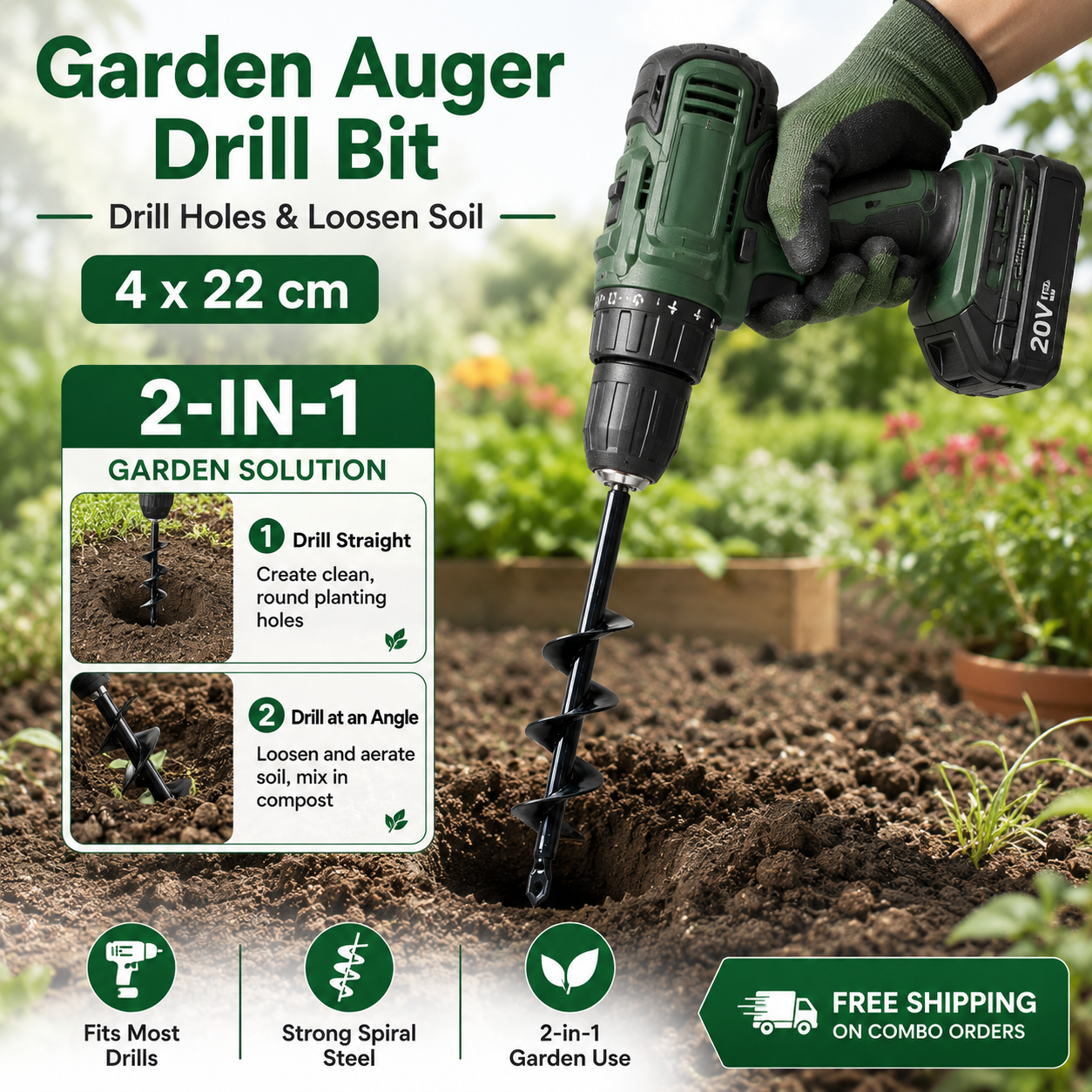 🔥50% OFF + Free Shipping🔥2-in-1 Garden Auger Drill Bit🌿🌱 thumbnail 9