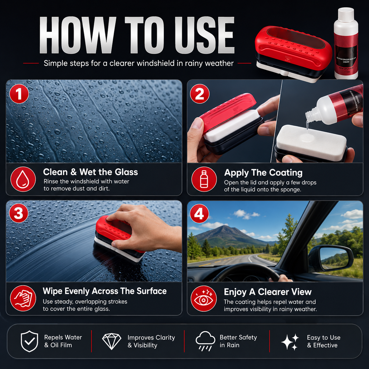 🔥Save 50% This Summer 🔥ClearView Rain & Fog Glass Coating Kit - Clearer Glass. Safer Driving 🚗 thumbnail 2