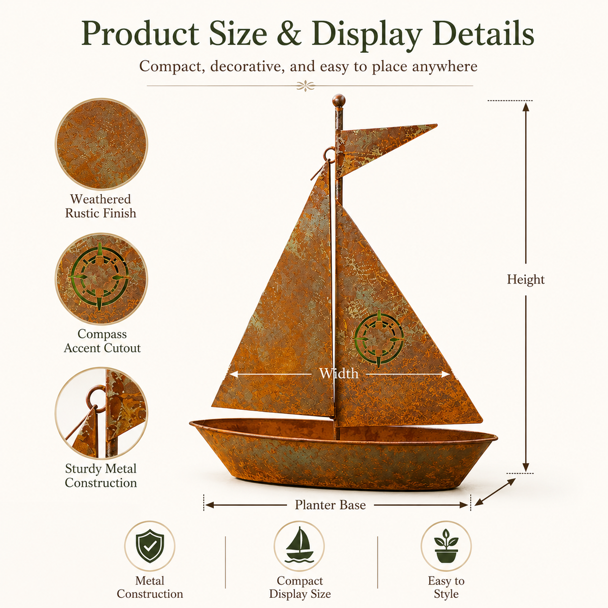 🔥59% OFF + Free Shipping🔥⛵ Rustic Sailboat Planter Decor⛵ thumbnail 8
