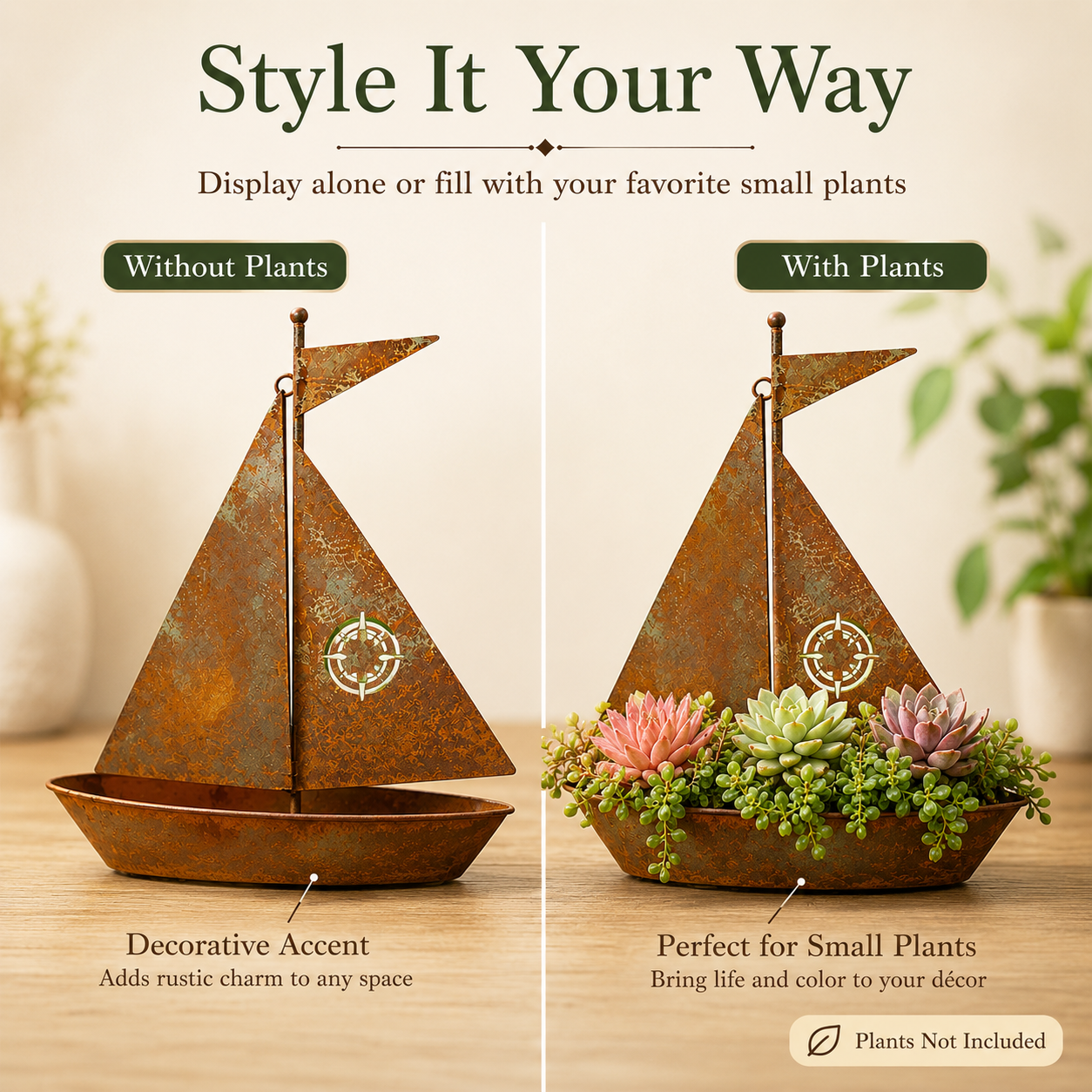 🔥59% OFF + Free Shipping🔥⛵ Rustic Sailboat Planter Decor⛵ thumbnail 5