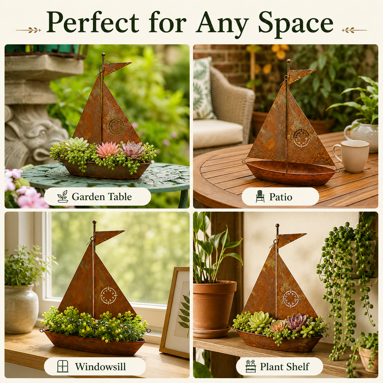🔥59% OFF + Free Shipping🔥⛵ Rustic Sailboat Planter Decor⛵ thumbnail 4