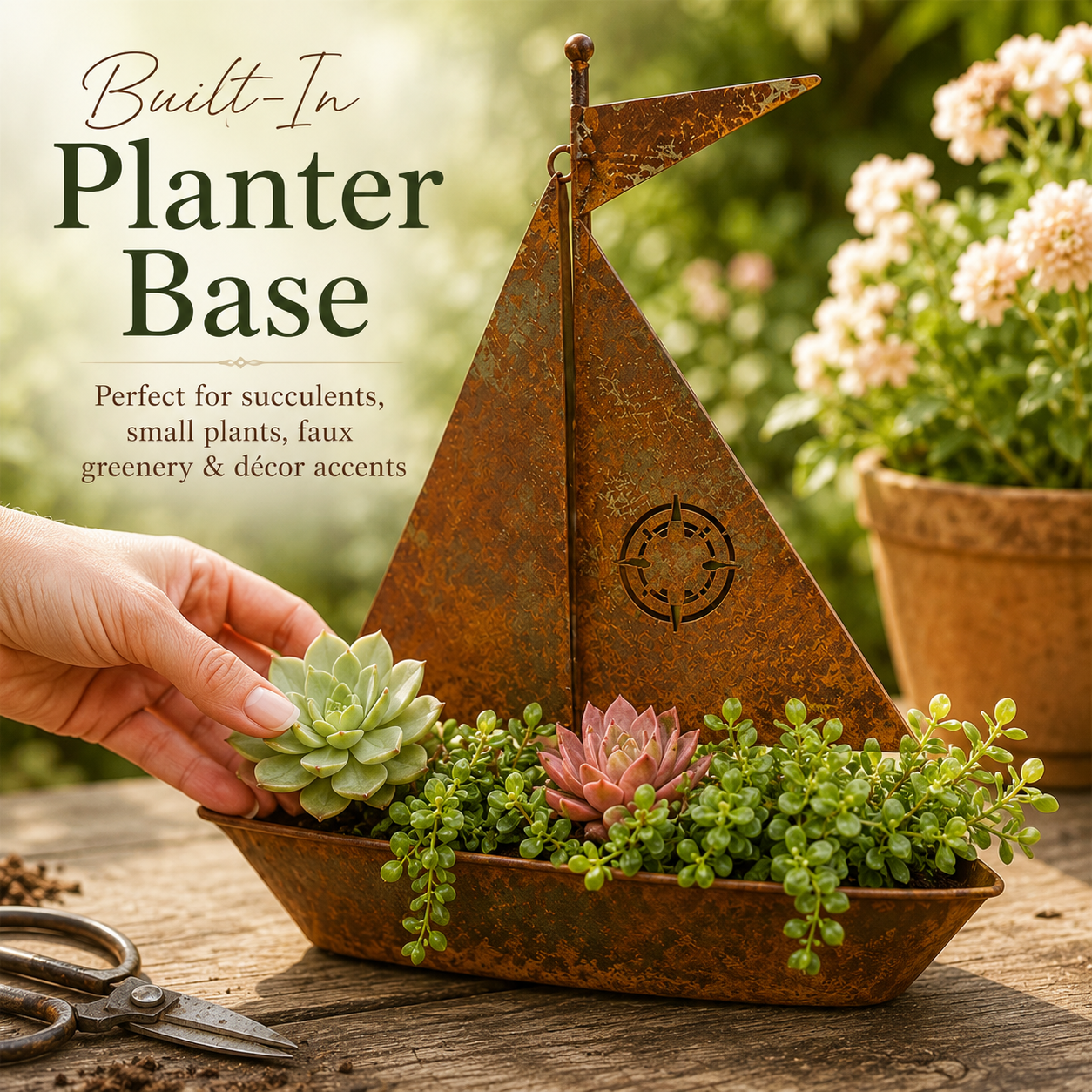 🔥59% OFF + Free Shipping🔥⛵ Rustic Sailboat Planter Decor⛵ thumbnail 2