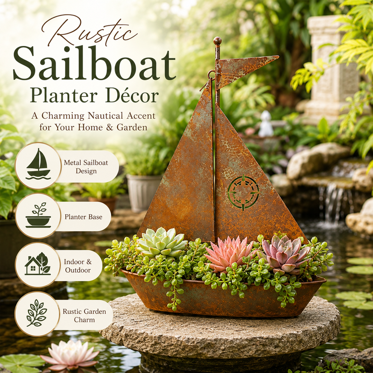 🔥59% OFF + Free Shipping🔥⛵ Rustic Sailboat Planter Decor⛵ - Image 1