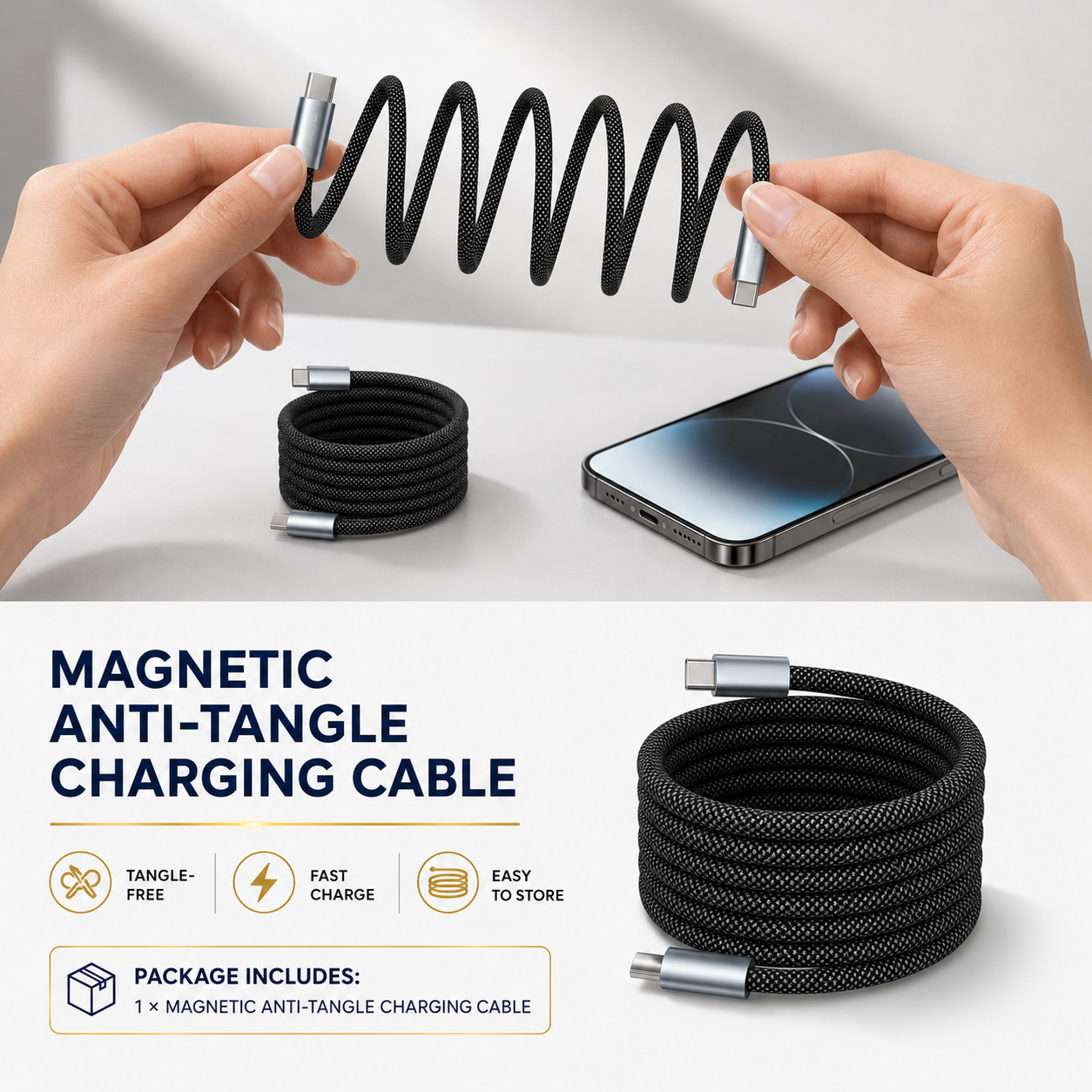 🧲 Magnetic wrap keeps it neatly coiled - Image 1