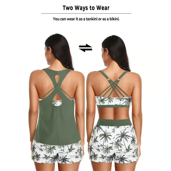 🔥LAST DAY 60% OFF🔥 Three Piece Tankini with Shorts🩱 thumbnail 2
