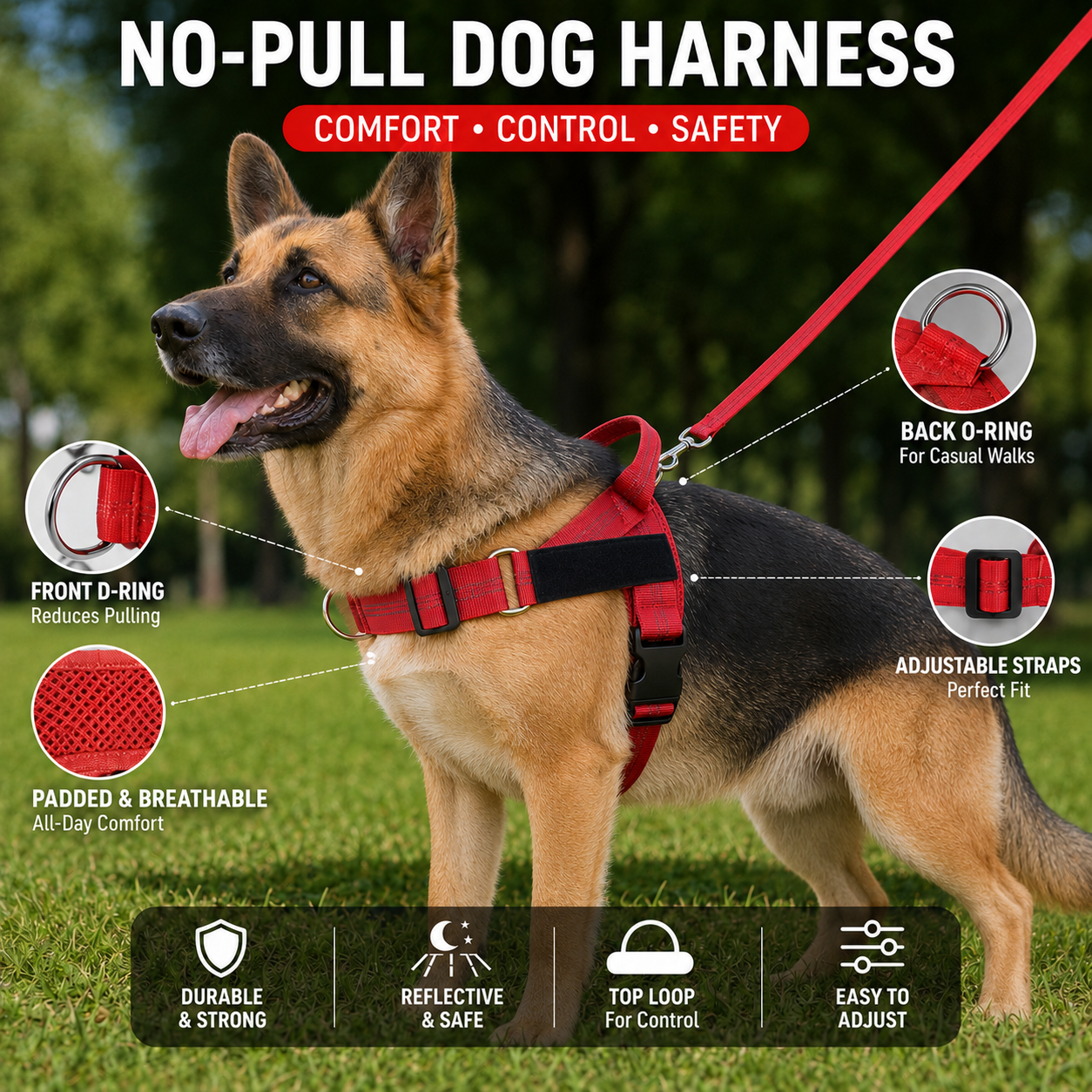 🔥 Summer Sale – Up To 60% OFF 🐶 No-Pull Dog Harness & Heavy-Duty Leash Set - Image 1