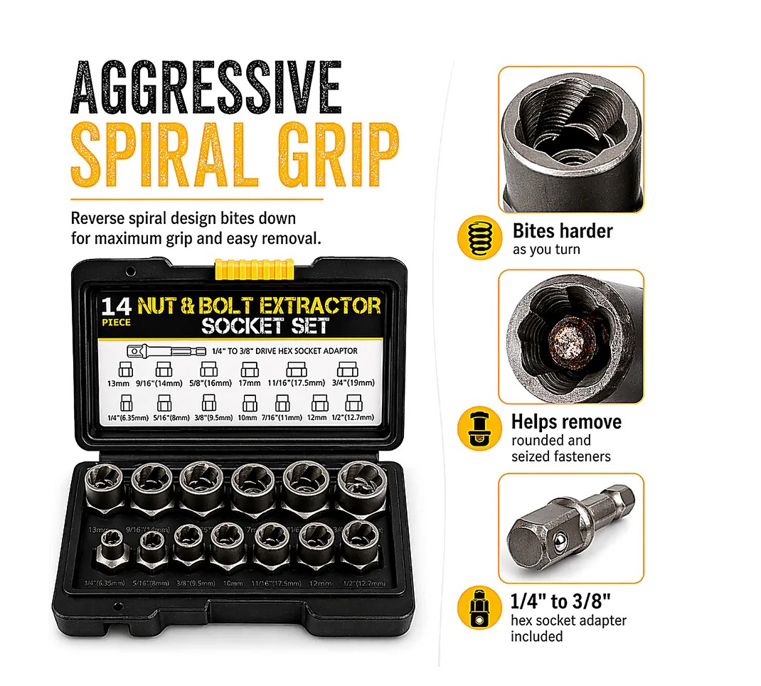 14-Piece Stripped Bolt Extractor Set🔩🔩⚙️ thumbnail 4