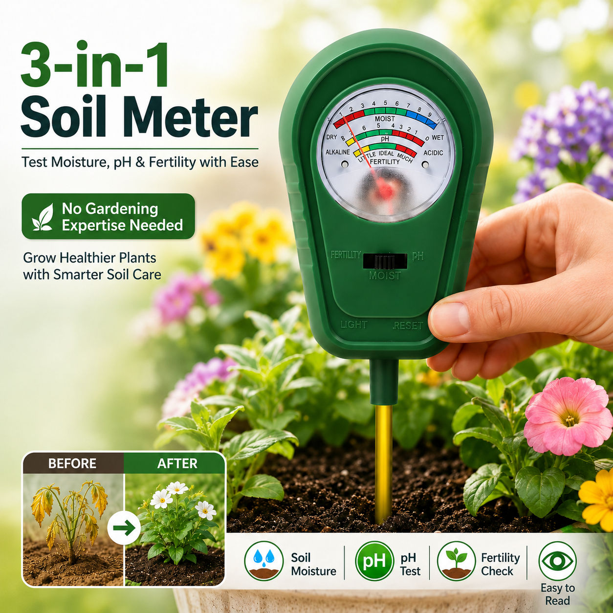 🔥50% OFF + Free Shipping🌱3-in-1 Soil Meter ( Version Update )🌿 - Image 1