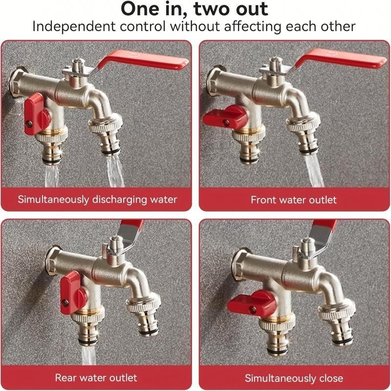 🔥 FLASH SALE: 50% OFF! ⚙️ Universal Stainless Steel Double Outlet Garden Faucet 🚰 - Image 1