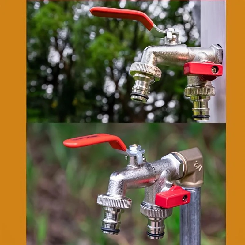 🔥 FLASH SALE: 50% OFF! ⚙️ Universal Stainless Steel Double Outlet Garden Faucet 🚰 thumbnail 3