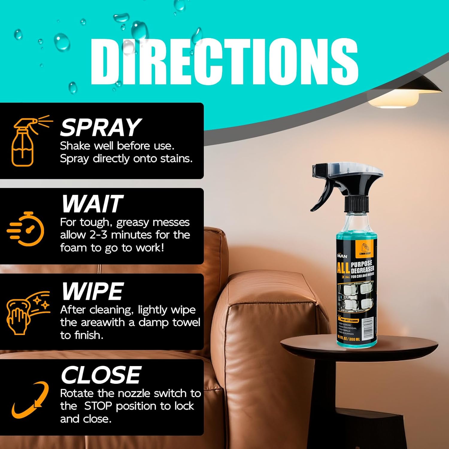 🍋 All-Purpose Heavy-Duty Degreaser Spray (120ml size only 🛡️) thumbnail 4