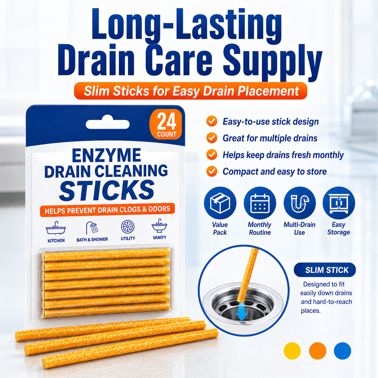 🧼 Drop 1 Stick In — Help Keep Drains Fresh, Clear & Odor-Free All Month. thumbnail 8