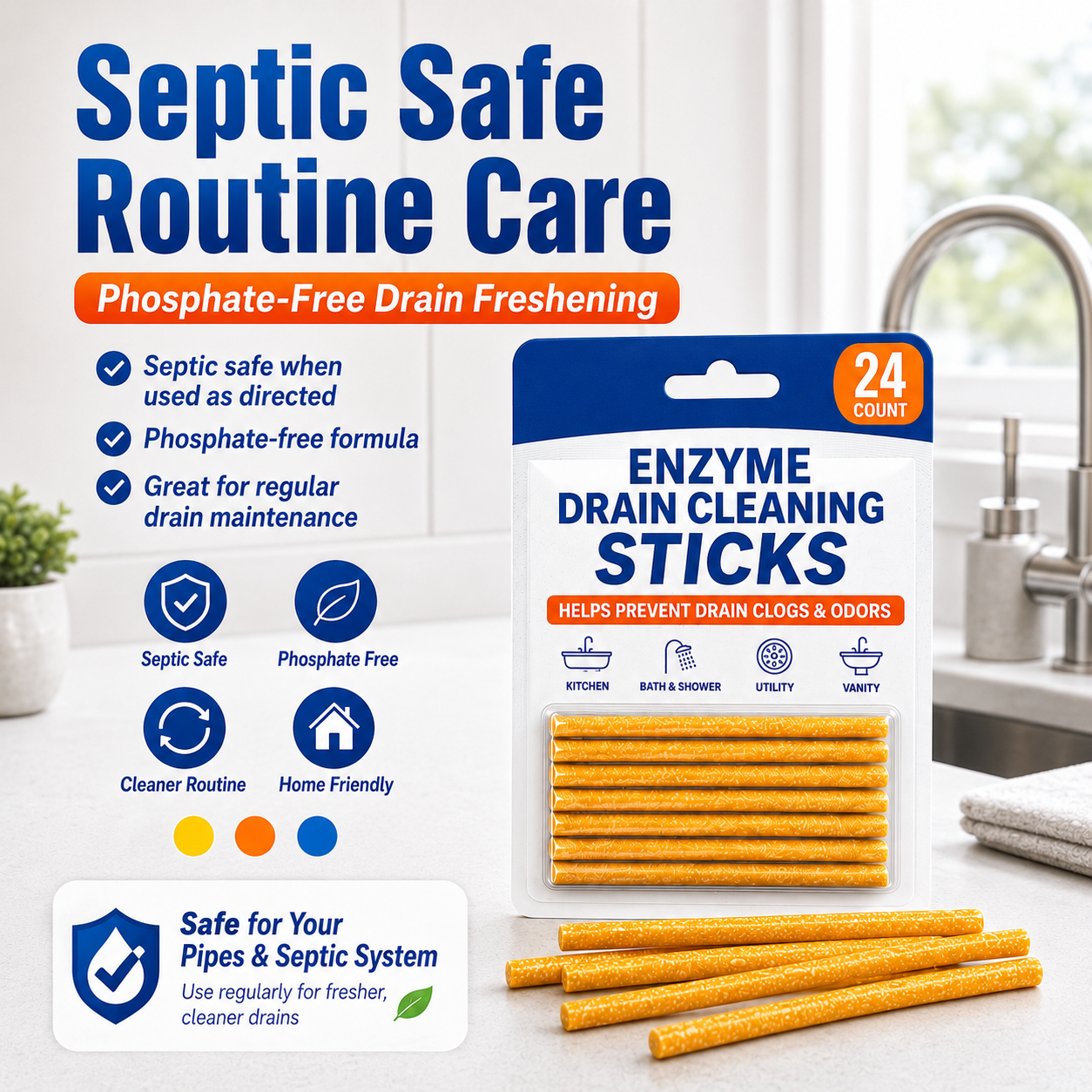 🧼 Drop 1 Stick In — Help Keep Drains Fresh, Clear & Odor-Free All Month. thumbnail 5
