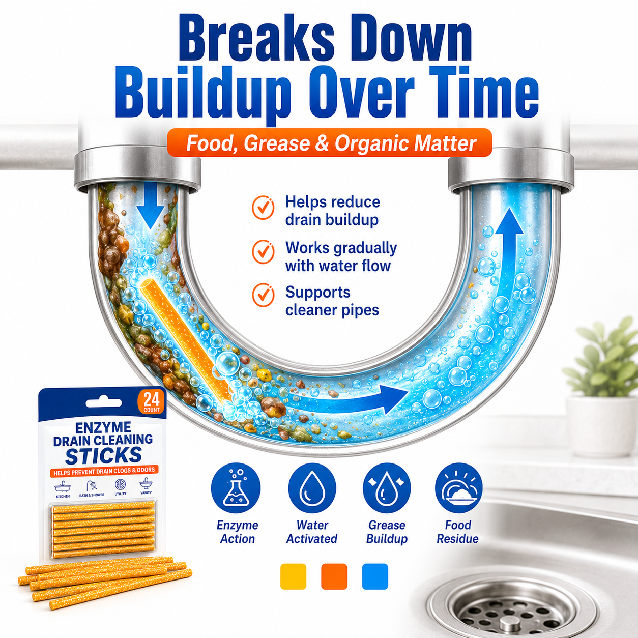 🧼 Drop 1 Stick In — Help Keep Drains Fresh, Clear & Odor-Free All Month. thumbnail 4