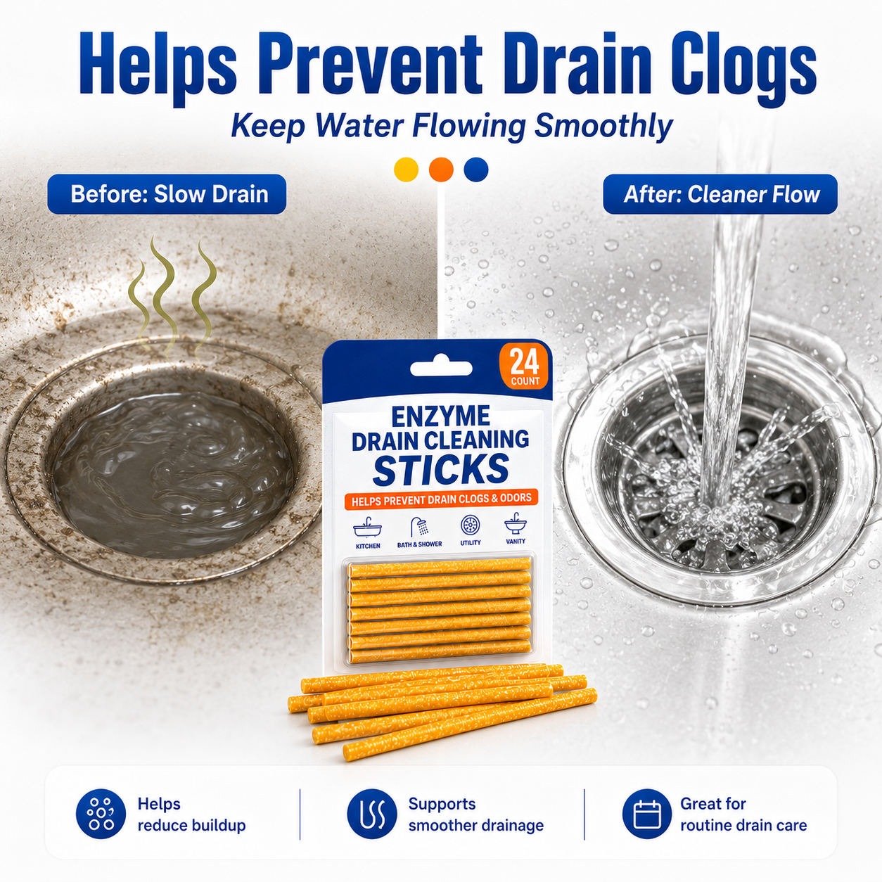 🧼 Drop 1 Stick In — Help Keep Drains Fresh, Clear & Odor-Free All Month. thumbnail 3