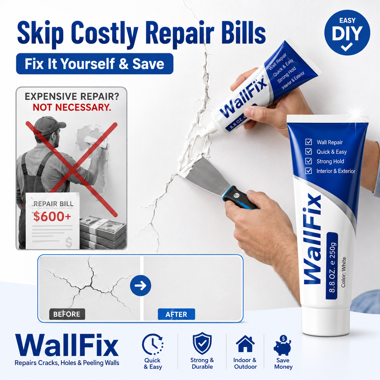 🔥Buy 2 get 1 Free 🚨Save Money On Small Wall Repairs🚨- WallFix Drywall Repair Kit 🏆 thumbnail 3