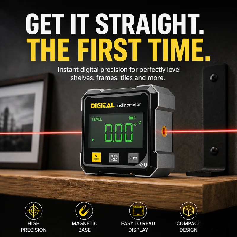 🏠Get It Straight The First Time ⚙️ Digital Laser Inclinometer Level – High-Precision Angle Finder with Magnetic Base - Image 1