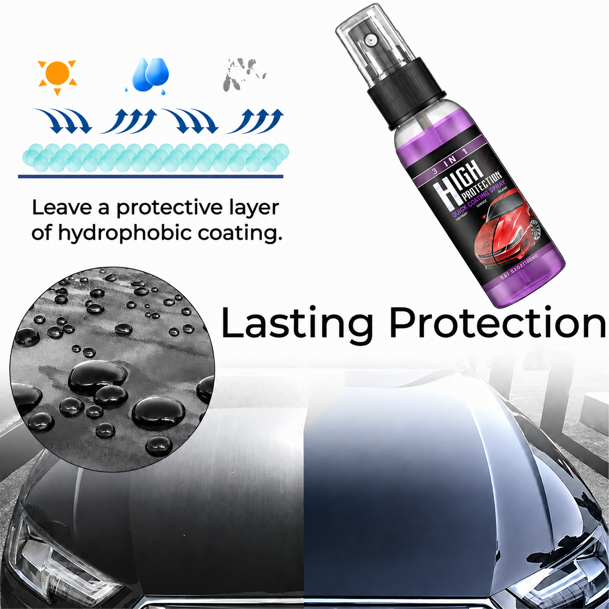 🚗 3 in 1 High Protection Quick Car Coating Spray thumbnail 4